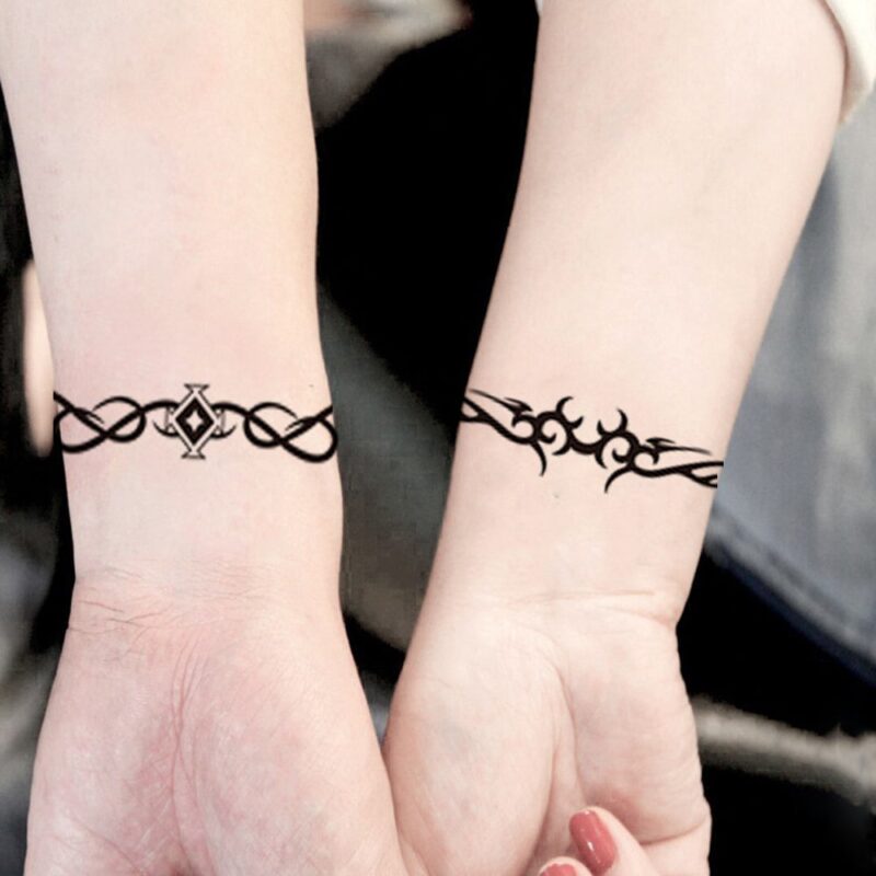 6 Sheets Mix Tribal fake Tattoos Small Temporary Tattoo Blue Black Tribal Tattoo Body Sticker for Men Women 6x10.5cm/2.36x4.13inches (LxW) - Image 2