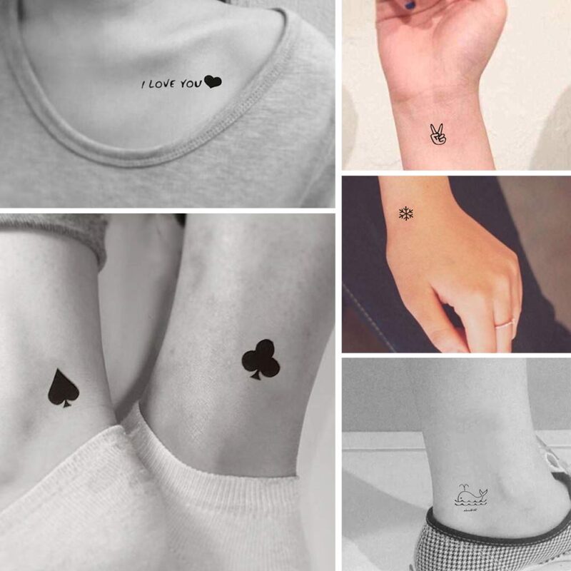 180+ Tiny Cute Patterns Temporary Tattoos - 30 Pcs, Waterproof Words, Lines, Flowers, Artworks, Figures, Hearts, Patterns for Kids, Adults, Women and Men - Image 2