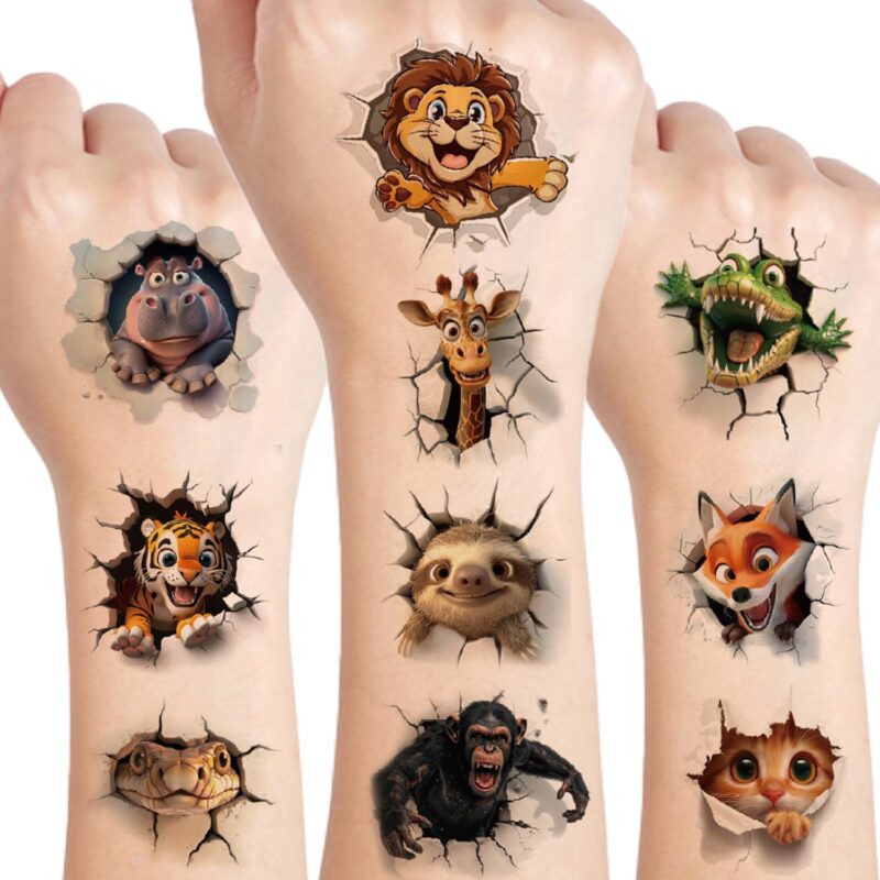 Animals Temporary Tattoo for kids - 10 Sheets for Temporary Girls Boy Body Arm Shoulder Cute Animals Tattoos Stickers, Birthday Party Supplies Gifts for Kids