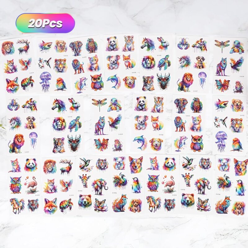 120PCS Temporary Tattoos for Kids, Cute Animal Temporary Tattoos for Boys Girls, Fake Tattoos Stickers for Birthday Party Gifts, Home Activity, Class Prizes, Carnival Rewards - Image 2