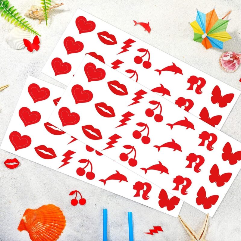 Tanning Stickers for Body - 210 Pieces Multi-Style Self Adhesive Tanning Tattoo Stickers for Sunbathing & Tanning Beds | Waterproof, Sexy Kiss & Dolphin Patterns | Single Use Paper Stickers