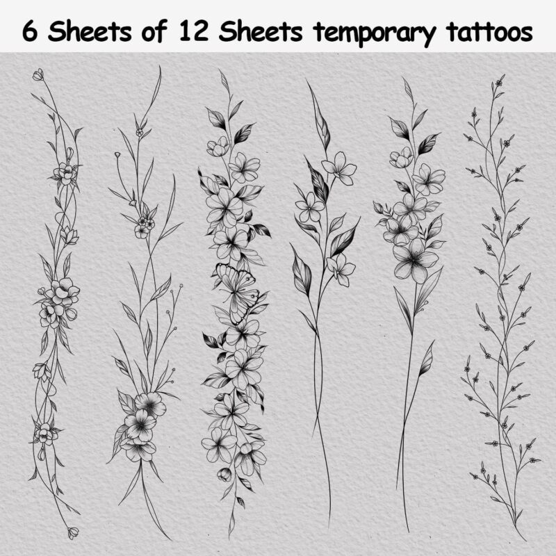 Tiny Temporary Tattoos for Women Girls, Realistic Fake Tattoos That Look Real and Last Long for Adult, Waterproof Hand Tattoos Stencils Stickers for Body Art-12 Sheets - Image 2
