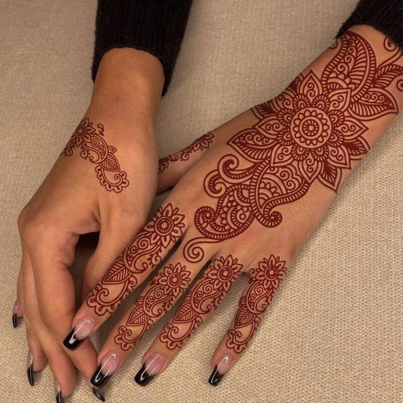 10 Sheets Brown Henna Tattoo Kit, Lace Fake Tattoos Semi Permanent Tattoo Stickers Waterproof Henna Tattoo Stickers for Women Wedding Party Festival Tattoos Decorations(Henna Tattoo) 538 - Image 2